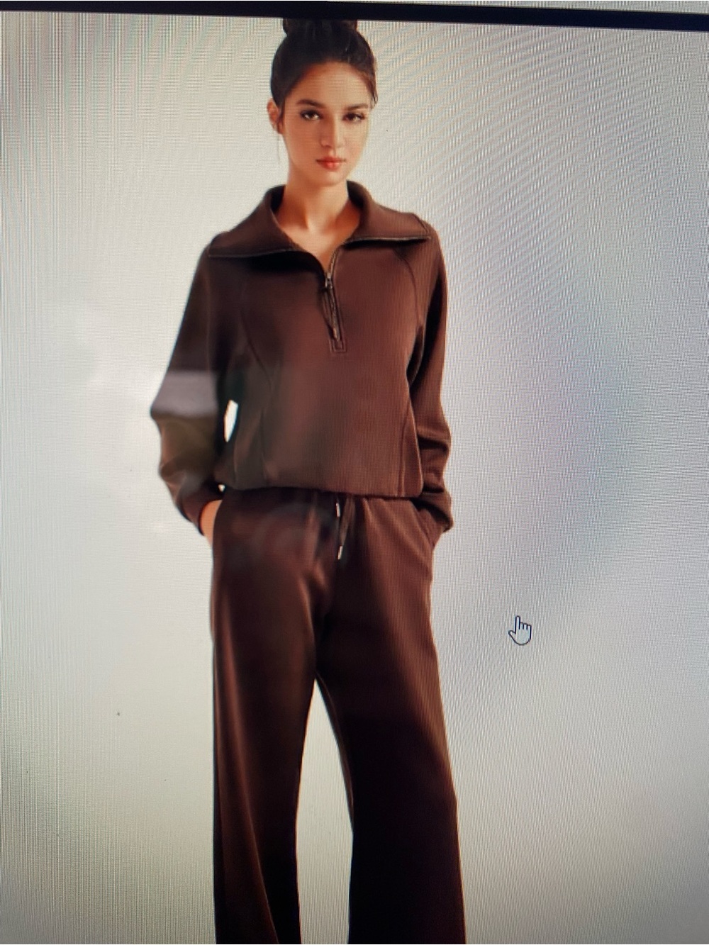 Cozy Brown Half-Zip Sweatshirt & Wide Leg Lounge Set